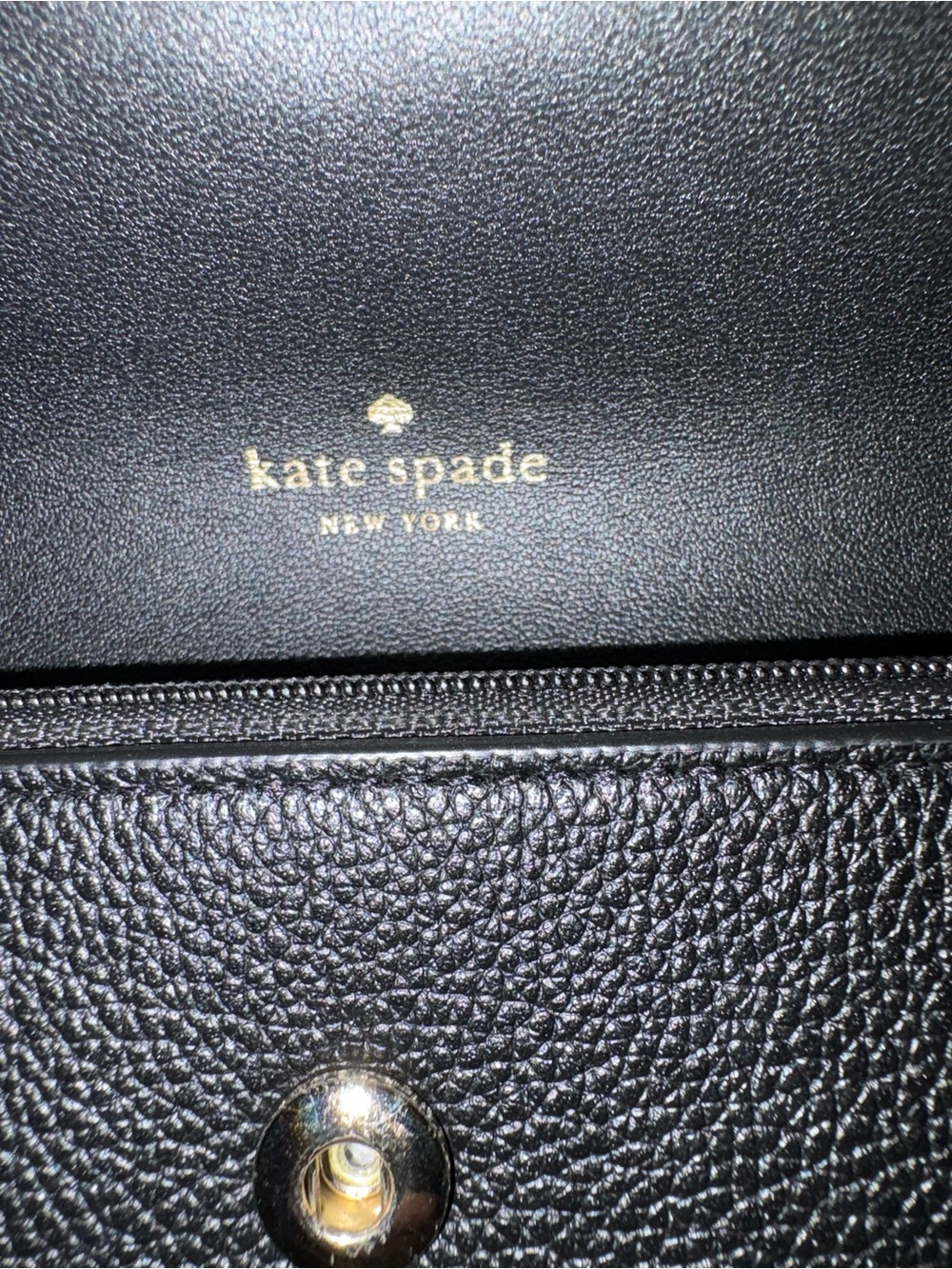 kate spade black leather continental wallet with gold logo - Picture 4 of 10